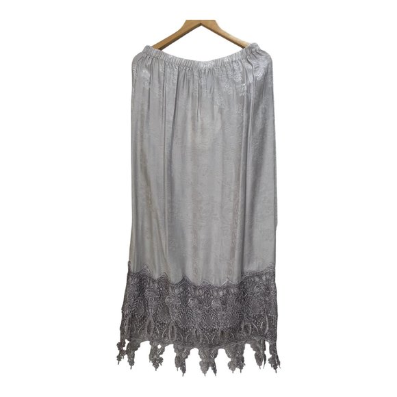 PAT DAHNKE Wisteria Silk Queen Isabel Top & Tea Length Skirt Taupe Large NWT - Picture 12 of 15